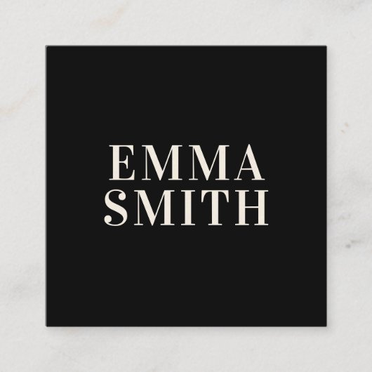 黒モダンエレガントクリームプロフェッショナルスクエアバス スクエア名刺 (正面)