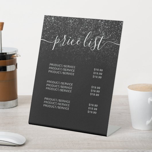 黒モダンエレガントグリッター価格表 台座サイン