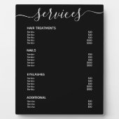 黒モダンエレガントサロン価格表サービス・メニュー フォトプラーク (正面)