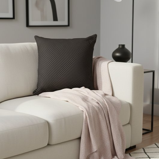 黒モダンエレガントストライプの色 クッション