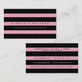 黒モダンエレガントストライプグリッター2 名刺 (正面/裏面)