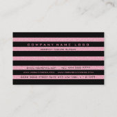 黒モダンエレガントストライプグリッター 名刺 (裏面)