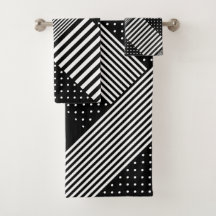 黒モダンエレガントストライプ水玉模様