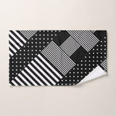 黒モダンエレガントストライプ水玉模様 バスタオルセット (ハンドタオル)