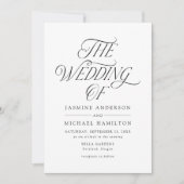 黒モダンエレガントタイポグラフィ写真結婚の 招待状 (正面)