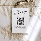 黒モダンエレガントタイポグラフィ結婚のQRコード 出欠カード