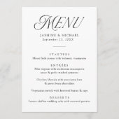 黒モダンエレガントタイポグラフィ結婚ズ メニュー (正面)