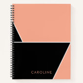 黒モダンエレガントトレンディーパーソナライズされた ノートブック (正面)