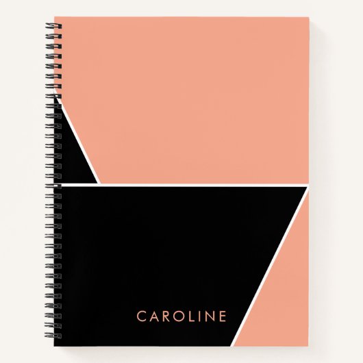 黒モダンエレガントトレンディーパーソナライズされた ノートブック (正面)