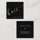 黒モダンエレガントハート美容師 スクエア名刺 (正面/裏面)