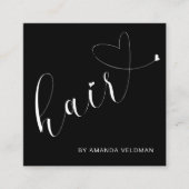 黒モダンエレガントハート美容師 スクエア名刺 (正面)