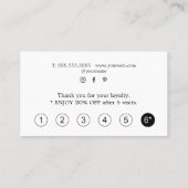 黒モダンエレガントバラホワイト美しい ロイヤリティカード (裏面)