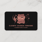 黒モダンエレガントバラ金ゴールドラグジュアリーロゴソーシャル 名刺 (正面)