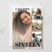 黒モダンエレガントピンク4枚フォトスイート16 招待状 (正面)