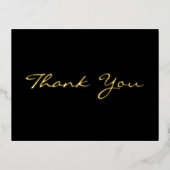 黒モダンエレガントフェイク金ゴールドスクリプト 箔招待状ポストカード (正面)