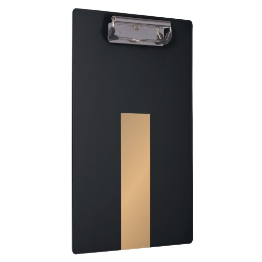 黒モダンエレガントフェイク金ゴールドストライプモノグラム クリップボード (右)