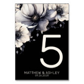 黒モダンエレガントフローラ結婚 テーブルナンバー (裏面)