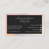 黒モダンエレガントホログラフィ縁どー虹色 名刺 (裏面)