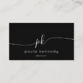 黒モダンエレガントミニマルモノグラムQRコード 名刺 (正面)