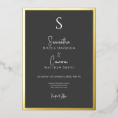 黒モダンエレガントミニマル写真 箔招待状 (正面)