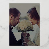 黒モダンエレガントミニマル写真 箔招待状 (裏面)