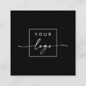 黒モダンエレガントミニマル写真QRコード スクエア名刺 (裏面)