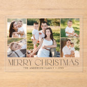 黒モダンエレガントメリークリスマス写真コラージュ アクリル招待状 (正面)
