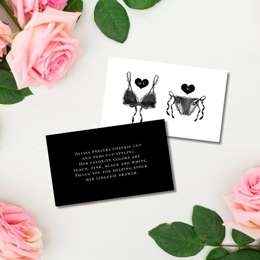 黒モダンエレガントランジェリーシャワー エンクロージャーカード