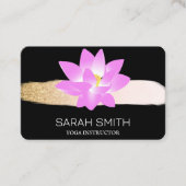 黒モダンエレガントロータスビジネスカード 名刺 (正面)