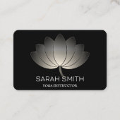 黒モダンエレガントロータスビジネスカード 名刺 (正面)
