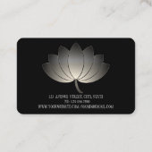 黒モダンエレガントロータスビジネスカード 名刺 (裏面)