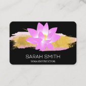 黒モダンエレガントロータスビジネスカード 名刺 (正面)