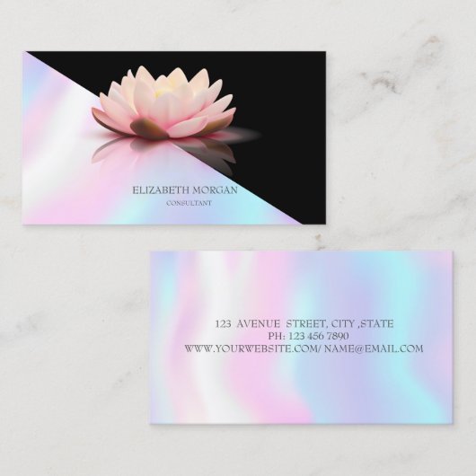 黒モダンエレガントロータホログラフィック 名刺 (正面/裏面)