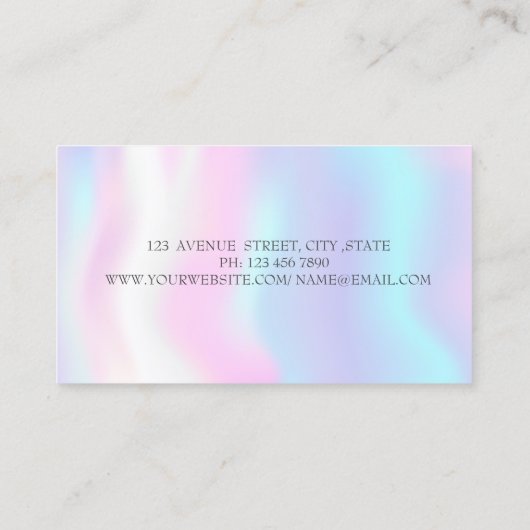 黒モダンエレガントロータホログラフィック 名刺 (裏面)