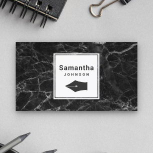黒モダンエレガント大理石ペンニブプロフェッショナル 名刺