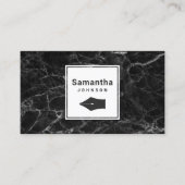 黒モダンエレガント大理石ペンニブプロフェッショナル 名刺 (正面)