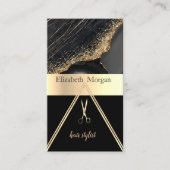 黒モダンエレガント大理石金ゴールドシークイン 名刺 (正面)