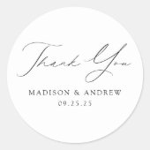 黒モダンエレガント字の結婚ありが ラウンドシール (正面)