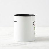 黒モダンエレガント字イニシャル「F」フローラ マグカップ (中央)