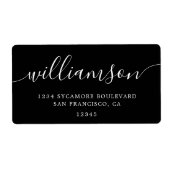 黒モダンエレガント字ファミリ差出人住所 ラベル (正面)