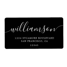 黒モダンエレガント字ファミリ差出人住所 ラベル