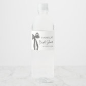 黒モダンエレガント弓リボンブライダルシャワー ペットボトルラベル (正面)