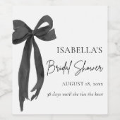 黒モダンエレガント弓リボンブライダルシャワー ワインラベル (シングルラベル)