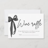 黒モダンエレガント弓ワインラッフルゲームチケット 招待状 (正面)