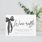 黒モダンエレガント弓ワインラッフルゲームチケット 招待状 (スタンド正面)