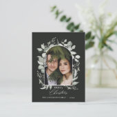 黒モダンエレガント植物緑色写真 シーズンポストカード (スタンド正面)