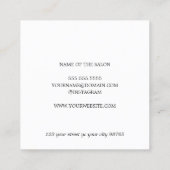 黒モダンエレガント毛ピンのスタイリスト スクエア名刺 (裏面)