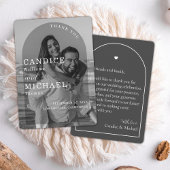 黒モダンエレガント白のアーチ写真結婚 サンキューカード