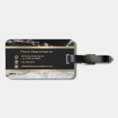 黒モダンエレガント白の大理石金ゴールドストライプ ラゲッジタグ (裏面横)