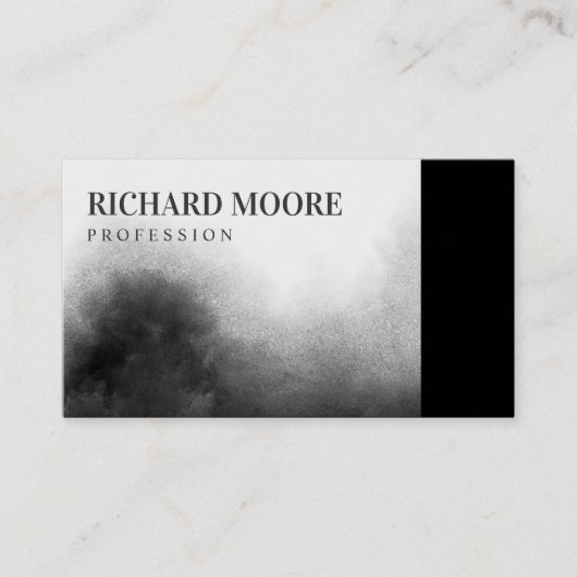 黒モダンエレガント白の横向き抽象芸術 名刺 (正面)